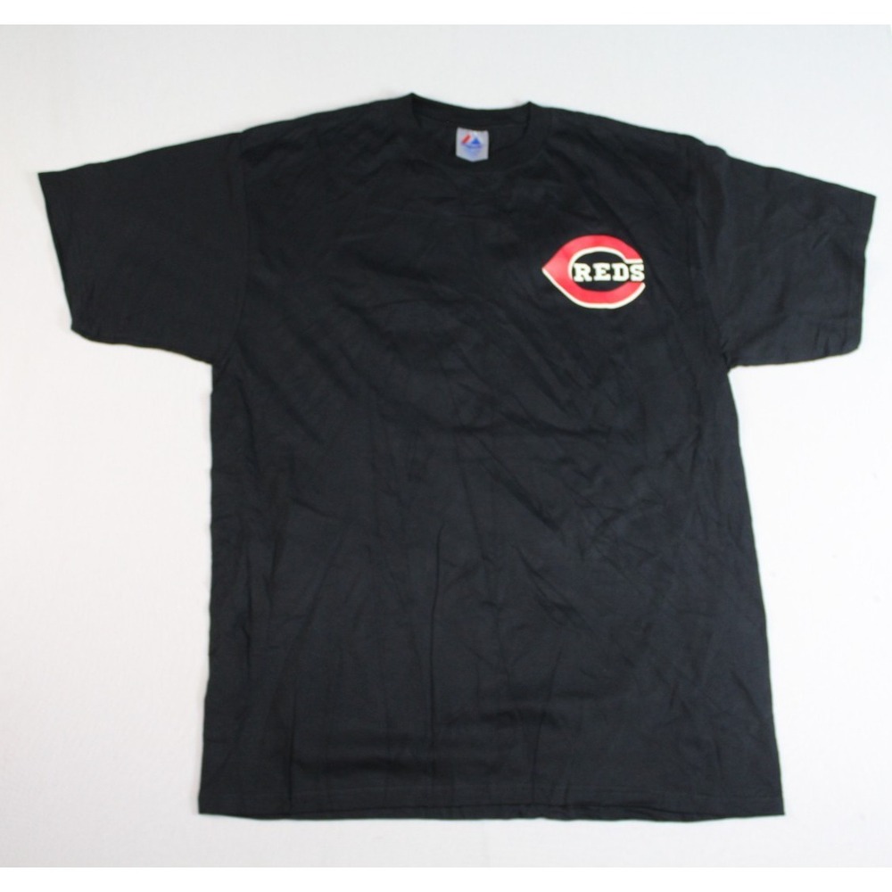Cincinnati Reds Men Black Shirt C Logo Majestic Casual Size XXL